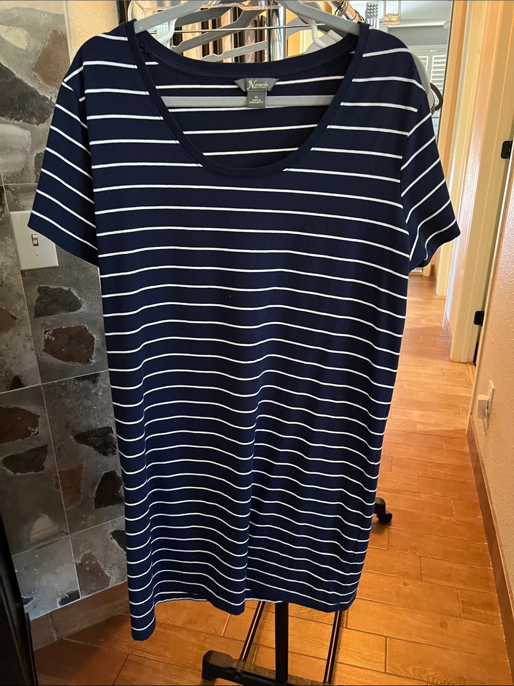 Nic+Zoe Navy & White Striped Short-Sleeve Dress